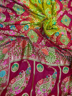 Green Red Georgette Banarasi Bandhani Meenakari Saree