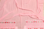 Beautiful Pink Hand Embroidered Chikankari Georgette Floral Design Saree - Luxurion World