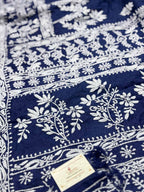 Blue Chikankari Pure Tussar Silk Embroidered Saree - Luxurion World