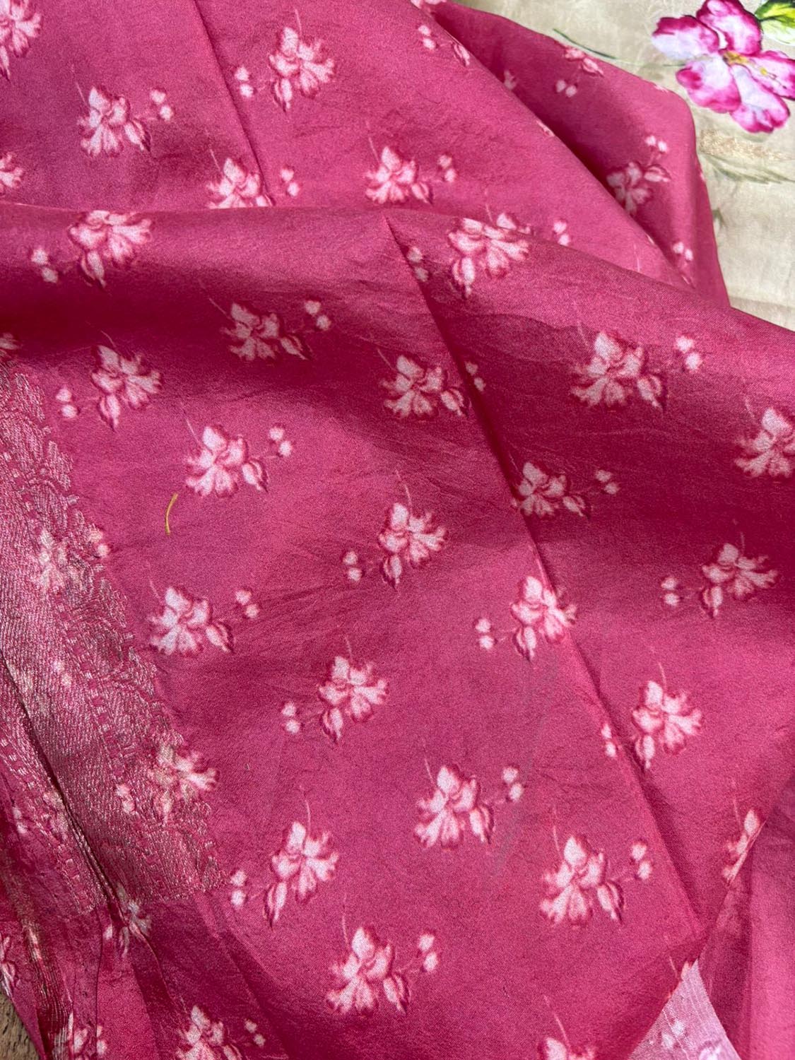 Exquisite Stunning Pastel Banarasi Digital Printed Tussar Silk Saree - Luxurion World