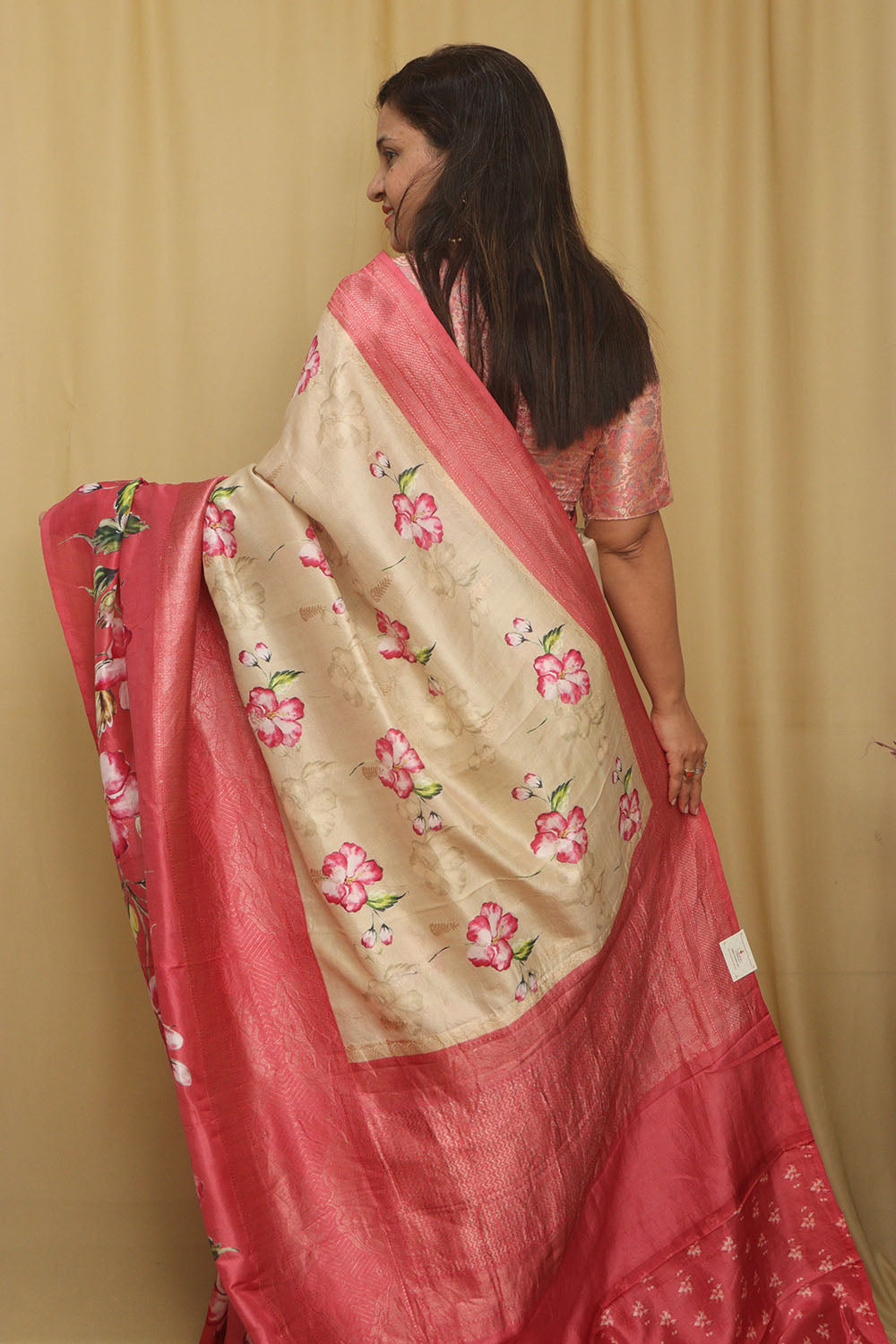 Exquisite Stunning Pastel Banarasi Digital Printed Tussar Silk Saree - Luxurion World