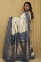 Pastel Digital Printed Silk Ikat Weaved Saree - Luxurion World