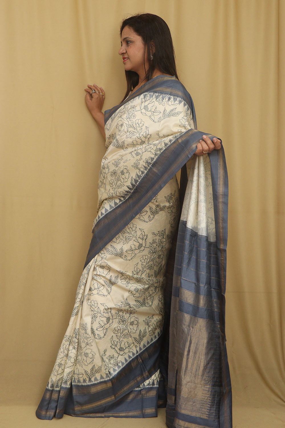Pastel Digital Printed Silk Ikat Weaved Saree - Luxurion World