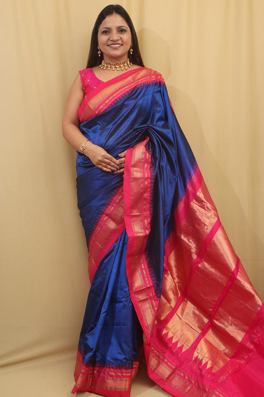 Blue Ilkal Pure Silk Saree: Elegant and Timeless - Luxurion World