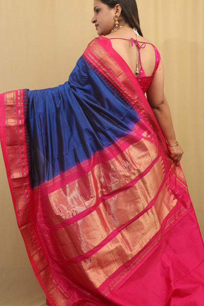 Blue Ilkal Pure Silk Saree: Elegant and Timeless - Luxurion World