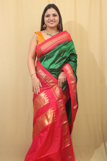 Exquisite Green Ilkal Pure Silk Saree - Timeless Elegance - Luxurion World