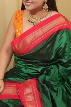 Exquisite Green Ilkal Pure Silk Saree - Timeless Elegance - Luxurion World