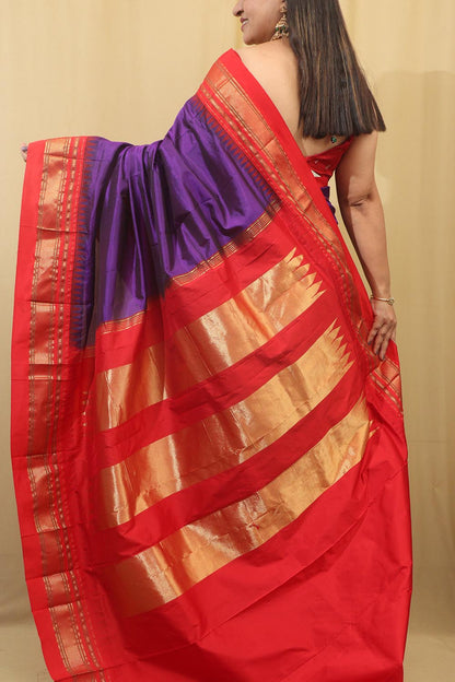 Exquisite Purple Ilkal Silk Saree - Pure Elegance - Luxurion World