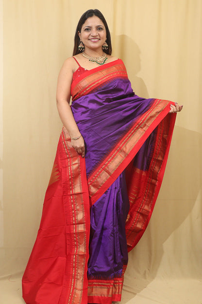 Exquisite Purple Ilkal Silk Saree - Pure Elegance - Luxurion World