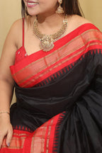 Exquisite Black Ilkal Pure Silk Saree - Luxurion World