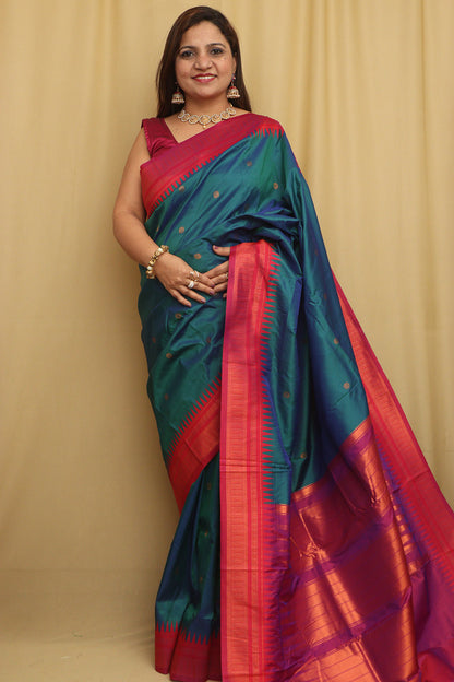 Elegant Blue Shot Ilkal Silk Saree - Luxurion World