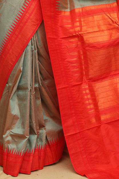 Elegant Grey Shot Ilkal Silk Saree - Traditional Beauty - Luxurion World