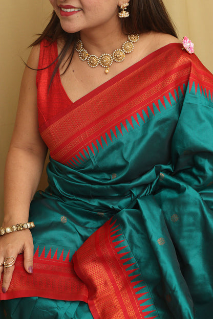 Stunning Green Ilkal Silk Saree - Perfect for Any Occasion - Luxurion World