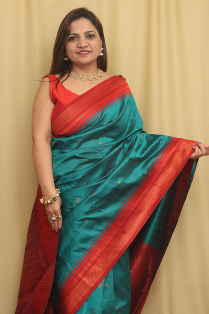 Stunning Green Ilkal Silk Saree - Perfect for Any Occasion - Luxurion World