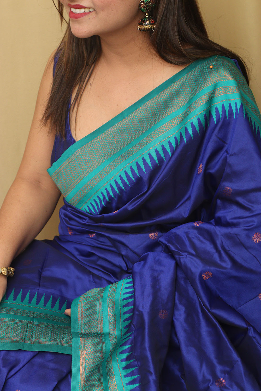 Beautiful Blue Ilkal Silk Saree - Luxurion World