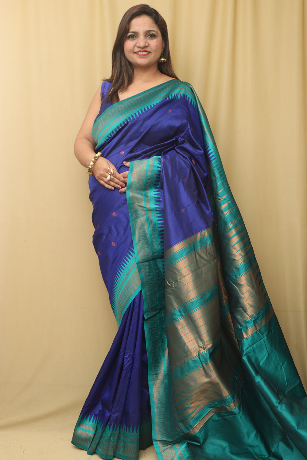 Beautiful Blue Ilkal Silk Saree - Luxurion World