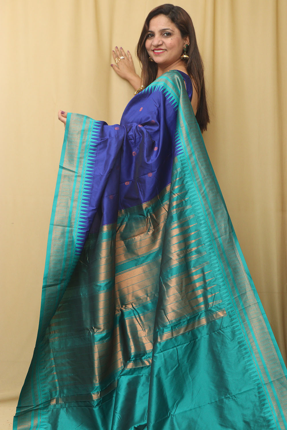 Beautiful Blue Ilkal Silk Saree - Luxurion World