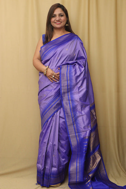 Stunning Purple Ilkal Silk Saree - Elegant and Timeless - Luxurion World