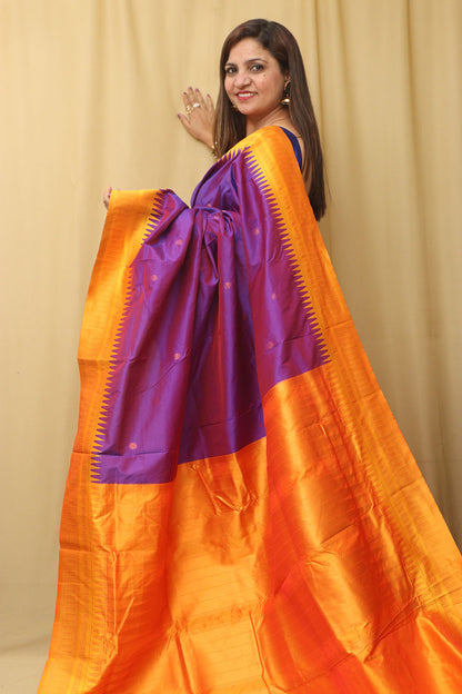 Exquisite Purple Ilkal Silk Saree - Elegant and Timeless - Luxurion World