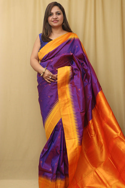 Exquisite Purple Ilkal Silk Saree - Elegant and Timeless - Luxurion World