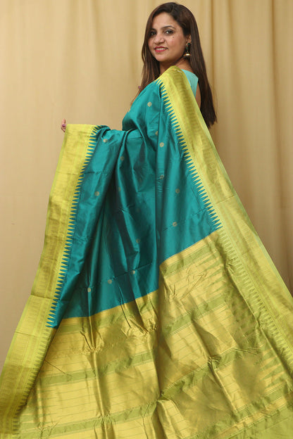 Stunning Green Ilkal Silk Saree - Elegant and Timeless - Luxurion World