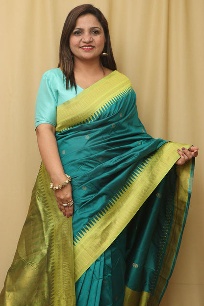Stunning Green Ilkal Silk Saree - Elegant and Timeless - Luxurion World