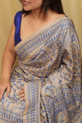 Pastel Kantha Hand Embroidered Gachi Tussar Silk Saree - Luxurion World