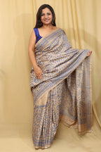 Pastel Kantha Hand Embroidered Gachi Tussar Silk Saree - Luxurion World