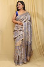 Pastel Kantha Hand Embroidered Gachi Tussar Silk Saree - Luxurion World