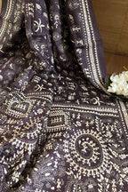 Exquisite Brown Kantha Hand Embroidered Gachi Tussar Silk Saree - Luxurion World