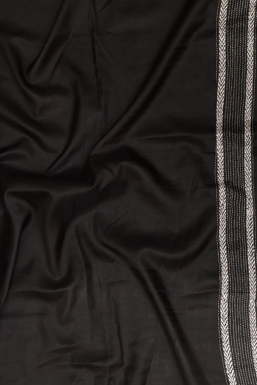 Exquisite Black Kantha Embroidered Bangalore Silk Saree - Luxurion World