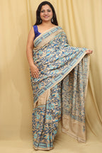 Pastel Kantha Hand Embroidered Gachi Tussar Silk Saree - Luxurion World