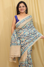 Pastel Kantha Hand Embroidered Gachi Tussar Silk Saree - Luxurion World