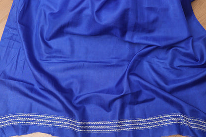 Blue Kantha Hand Embroidered Bangalore Silk Saree - Luxurion World