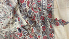 Pastel Kantha Hand Embroidered Tussar Silk Allover Flower Design Saree