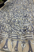 Pastel Kantha Hand Embroidered Tussar Silk Lotus Design Saree