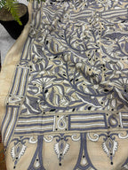 Pastel Kantha Hand Embroidered Tussar Silk Lotus Design Saree
