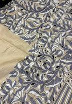 Pastel Kantha Hand Embroidered Tussar Silk Lotus Design Saree