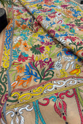Pastel Kantha Hand Embroidered Bangalore Silk Saree