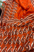 Orange Kantha Hand Embroidered Bangalore Silk Saree