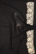 Elegant Black Embroidered Kashmiri Tilla Work Crepe Saree - Luxurion World