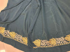 Stunning Green Embroidered Kashmiri Tilla Work Crepe Saree - Luxurion World