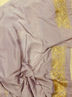 Elegant Purple Embroidered Kashmiri Tilla Work Crepe Saree - Luxurion World