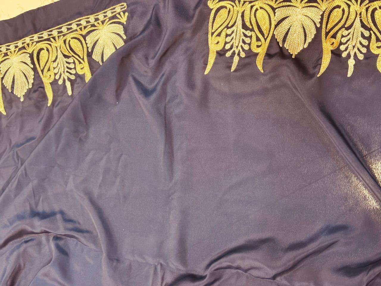 Elegant Purple Embroidered Kashmiri Tilla Work Crepe Saree - Luxurion World
