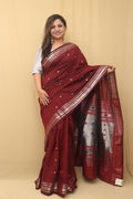 Maroon Paithani Handloom Pure Cotton Saree - Luxurion World