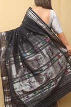 Black Paithani Handloom Pure Cotton Saree - Luxurion World