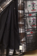 Black Paithani Handloom Pure Cotton Saree - Luxurion World