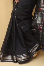 Black Paithani Handloom Pure Cotton Saree - Luxurion World