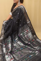 Black Paithani Handloom Pure Cotton Saree - Luxurion World
