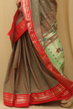 Green Paithani Handloom Pure Cotton Saree - Luxurion World